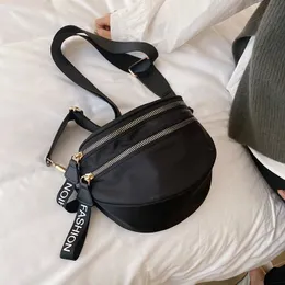 Moda basit kadın göğüs çantası katı oxford fermuar kabuğu paketi kore tarzı büyük kapasiteli çok yönlü crossbody çantalar 240430