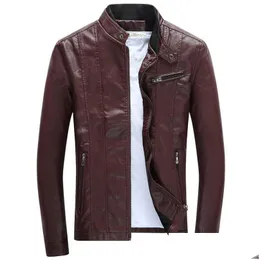 Men'S Fur Faux Pu Jacket Men Fashion Motorcycle Biker Leather Jackets Mens Spring Autumn Clothes Male Classic Veets Coats Deri Cek Dhzre