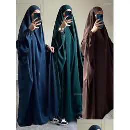 Этническая одежда Ид, с капюшоном, мусульманские женщины Одно изделия Джилбаб Лонг Химар Хиджаб одежда