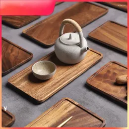 Tacki herbaty Taca prosta suchy stół prostokątny japoński owoce Kubek Teapot el orzech stały drewniany talerz