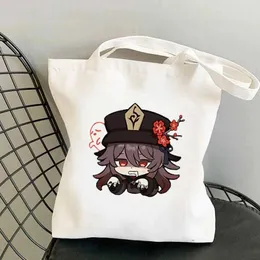 Stume da stoccaggio Genshin Impatto Keqing Spect Shop Shopping Shopper Shopper Bolsas de Tela Jute Ecologicas Bolsa compra Shoping String Shoping