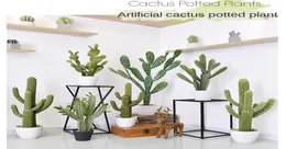 장식용 꽃 화환 PU 시뮬레이션 선인장 화분 화면 홈 상점 Decoracion 열대 사막 인공 인조 식물 Gr2290779