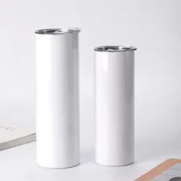 12 onças 16 onças 20 onças 30 onças 4 tamanhos sublimação reta Tumbler branco skinny copos de aço inoxidável de aço duplo isolados com tampa selada e palha plástica diy