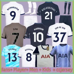 Men Kids 23 24 25 SON Jerseys de futebol 2024 2025 camisa de futebol de camisa Terceiro Lucas Lloris Romero Perisic Kulusevski Bentancur Kane Richarlison Pedro pora