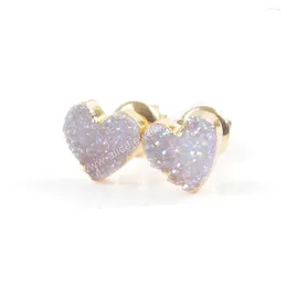 Orecchini per borchie Borosa Simple Heart Agata Naturale Abruzy Earrings For Women Friendship Gioielli Accessori GLI