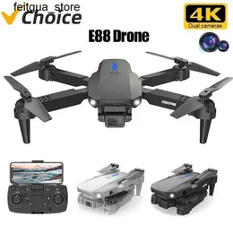 DRONES E88 PRO RC DRONE 4K Professional With Wide Vinkel Dual HD Camera Foldbar RC Helicopter WiFi FPV High Four Helicopter Childrens Toy Gift S24513