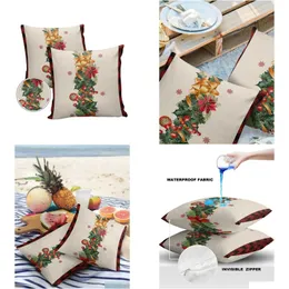 Pillow Case 2/4pcs świąteczny płatek śniegu piłka wodoodporna sofa dekoracyjna er er ogrodowych patio poduszka ers 231024 Dostawa H DH0JG