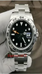 Top satılan lüks erkek izle 42mm Explorer II 216570 Paslanmaz Çelik Siyah Arama Tarihi 42mm Otomatik MEN039S Watch4056508