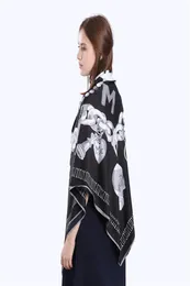 FashionNew Twill Silk Silk Women Skull Key Printing Square Scarves Wrap Wrap Femd Large Hijab Shawl Neckerchief 130130CM6549045