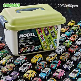 503020pcs mini modelo de carro de liga conjunto com caixa de armazenamento Diecast Car para meninos deslizando inércia veículo infantil brinquedos para crianças presentes 240514