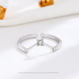 Rings cluster Minimalist S925 Sterling Silver Diamond Open Anello aperto