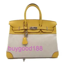 AAbirdkin Delicate Luxury Designer Totes Bag 35 Handbag Taurillon Clemence Toile Yellow Natural Shw Hand Women's Handbag Crossbody Bag