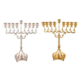 Titulares de vela 9 filiais Holder Tabletop Candelabrum Hanukkah Menorah para presente de decoração de festa