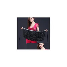 Scen Wear Belly Dance Costume Fringe Tassel Hip Scarf Midjebälteskedjes paljetter Wrap Kjol Drop Delivery Apparel DhhAJ