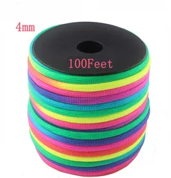 Rainbow Paracord 100 stóp Spools 4 mm 7 Strands Rope 550 Parachute Cord Cuerda Escalada Mil Spec typ III Paracorde Outdoor8681291