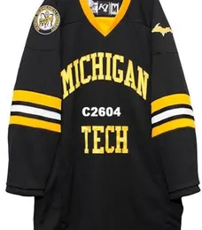 Real Men real Full embroidery Michigan Tech Hockey Jersey 100 Embroidery Jersey or custom any name or number Jersey6988662