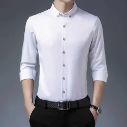 Erkekler Elbise Gömlek Erkek Uzun Slve Moda Kore Düğmesi Kore Düğmesi Tavuk Gömlek Formal İş Elbise İş Dekorasyon Vücut Tasarlama Tasarımcı Çınlama Gömlek Y240514