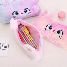 Stor kapacitet söt plysch penna fodral blyertspåse kawaii stationery väska lådan mjuk helande plånbokskolan