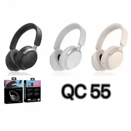 En Yeni Kablosuz Kulaklıklar QC55 Gürültü Engelleme Kulaklıkları Stereo Bluetooth Katlanabilir Spor Kulağı Kablosuz Kulaklık Cep Telefonları İçin Bilgisayarlar Bilgisayarlar