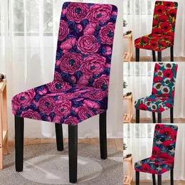 أغطية كرسي الورد زهرة مرنة الغطاء مقعد زهور حمر