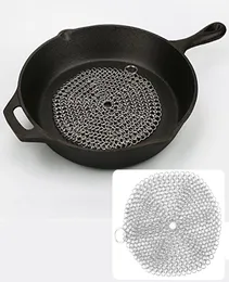 Cast Iron Cleaner 304 rostfritt stålkedjedmail skrubber för gjutjärn Pan Preseonged pannor holländska ugnar våffla järnskrapa6249626