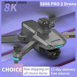 الطائرات بدون طيار جديدة S808 Pro 2 UAV 3-AXIS-SCRIGHTSINGING CONSION ORFORCE تجنب 5G GPS Professional 8K Dual Camera WiFi FPV RC Brushless 3500m S24513