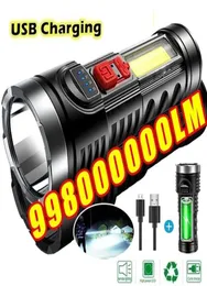 Flashlights Torches IPX4 램프 구슬이있는 울트라 브라이트 LED 방수 토치 확대 실용 4 조명 모드 다기능 USB 충전 3020289