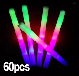 Dekoracja imprezowa 36/60PCS Kolorowe świecące kij oświetlenie gąbki LED Glowsticks Rave Wands Flashing Light Stick Supplies1563626