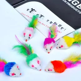 Кошки -носители SUCKME 7pcs Furry Pet Toys смешные красочные перьевые хвосты ложно мыши мыши котенок котенка