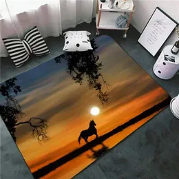 Dywany dzikie duch urocze dębowe konno Koń zachodzące słońce dywany do portfela do salonu łazienka kuchnia dywan przeciwpoślizgowy mata flanelowa