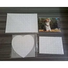 Sublimation Heart DHL DIY A4 Größe Blindpuzzles weiße Puzzle Puzzle Jigsaw 80pcs Wärmedrucktransfer handgefertigtes Geschenk