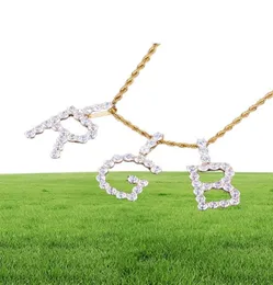 Zircon Tennis Letters Halsband Pendant Anpassad namn Charm för Menwomen Gold Silver Fashiom Hip Hop smycken med Rope Chain7464757