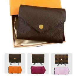 Victorine Mini Portfel Designer Women Drukuj Listy do karty uchwyty na karty luksusowe portfele Krótka przenośna czarna torebka dla kobiety vintage Brown TE027 B4