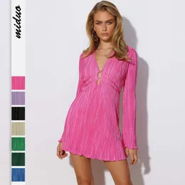 2024 Elegant Luxury Flash Summer New Slim Fit Lace Up Dress Flare Sleeve Kjol F51445