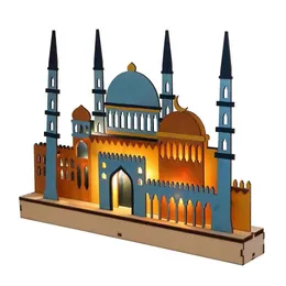 Eid de madeira Mubarak Light Lights Night Lights Muslim Ramadan Decoration for Home Islâmico Partido Muçulmano Ajuda Mubarak Decor Party Supplies 240509