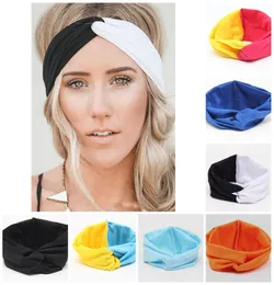Mädchen Stretch Stirnband Patchwork Farbe Haarbänder Sport Yoga Head Wrap Bandana Kopfwege Haarzubehör Partyware T2C5174684201