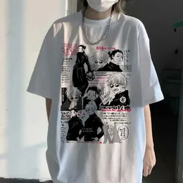 Kadın T-Shirt Japonya Anime Jujutsu Kaisen T-Shirt Satoru Gojo ve Geto Suguru T Shirt Harajuku Manga Erkek Kadınlar Kadınlar Artı Boyut Tshirts T240510