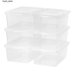 Storage Boxes Bins Maintays 17 Qt (4.25 gallons) Plastic stackable wardrobe storage box transparent 6 sets S24513