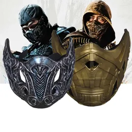 파티 소모품 게임 Mordal Kombat 하위 제로 Kuai Liang Scorpion Hanzo Hasashi PVC Mask Cosplay Prop Face Gas Halloween Gift