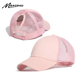 Maocwee Tail Baseball Cap Женщины регулируемые беспорядочные булочные шапки с черной розовой шляпой девочки повседневная хлопковая летние сетчатые шляпы 240430