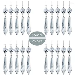 التماثيل الزخرفية HD 25pcs بلورات الثريا استبدال Crystal U Drop Prisms ICicle 3 "طويلة (واضح)