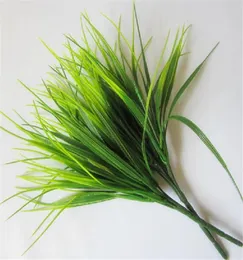 偽の緑の植物30cm1181quot長12pcslot人工ラッキーグラスプラスチック植物草草7茎