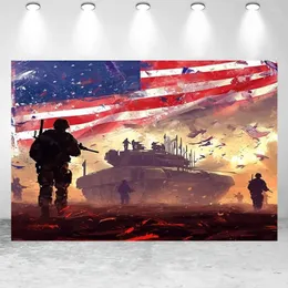 Party Decoration 1pc American Flag Patriotic Soldier Free&Brave Backdrop Pography Background For Veterans Day Memorial Independ