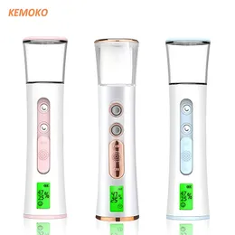 Double Spray Head Nano Mist Sprayer Mini Feuchtigkeitsfeuchter Feuchtigkeitsfeuchter Hautpflege LED-Anzeige tragbarer Dampfer Handheld-Vernebler 240514