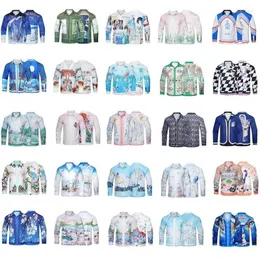 Herren -Casual -Shirts Modemarke Langarm Hawaiian Floral Beach Bluse Herren Kleidung Männliche Camisas Berufung für den Sommer