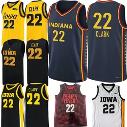 2024 Finale vier 4 Indiana Caitlin Clark Women College Basketball Trikots Iowa Hawkeyes 22 Caitlin Clark Jersey Home Away Yellow Black White Navy Männer T-Shirt