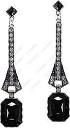 Abastecimento de festa 1920s Art Deco Antique Vintage Style Jet Black Strass Black Brincos de Pearl Jewelry para mulheres para mulheres