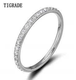 TIGRADE 2mm Women Ring Cubic Zirconia Anniversary Wedding Engagement Band Size 4 to 13 bagues pour femme 2107015535578