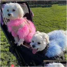 Dog Apparel Turkey Feather Soft Pet Clothes Winter Warm Sweater Luxury Designer Puppy Costume Chihuahua Supplies Suministros Para Pe Dhy0S