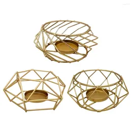 Kerzenhalter 3D Geometrisch Gold Polished Teelight Inhaber Tischobertisch Mittelstücke Hochzeiten Event Party Dekor Kerzenhalter